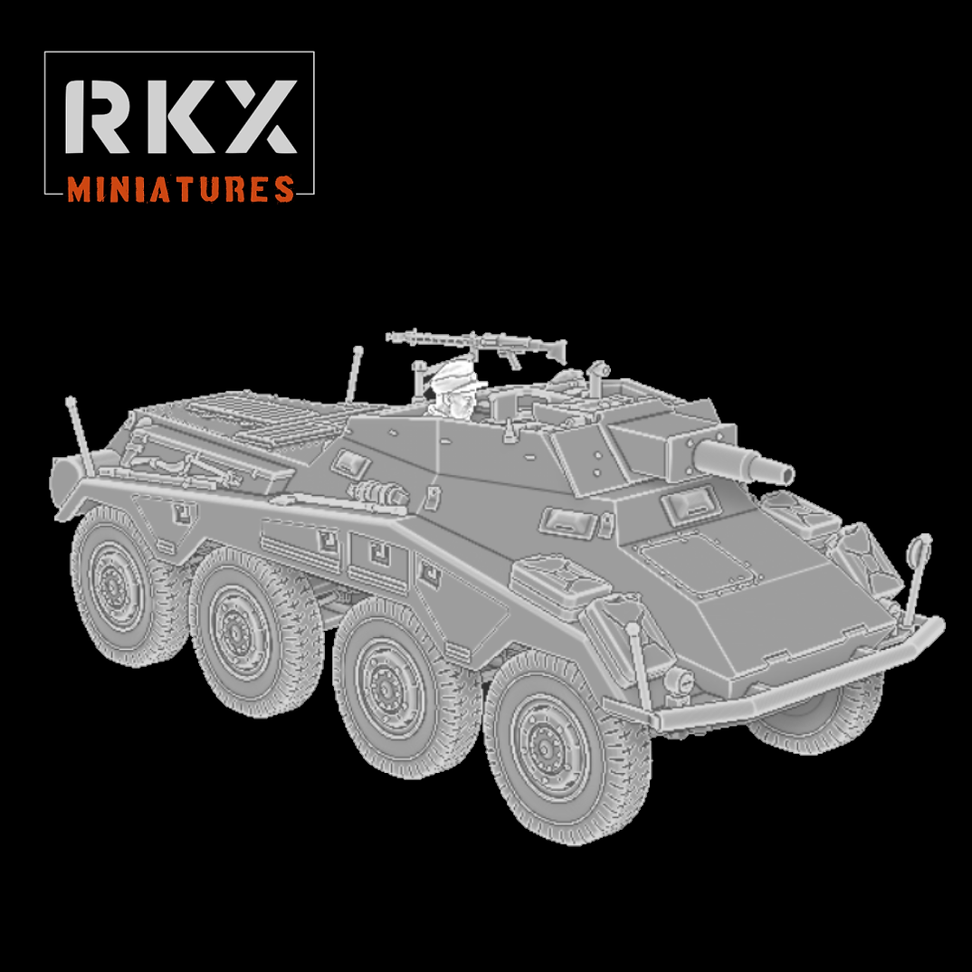 German Sd.Kfz. 234/3 - 3d Printed Scale Model Tank 1:56 / 28mm - RKX Miniatures