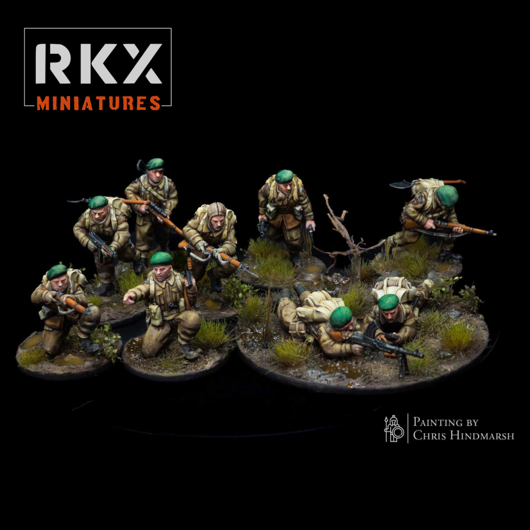 British Commando Rifle Section - 3d Printed Scale Models 1:56 / 28mm - 27 Infantry - RKX Miniatures