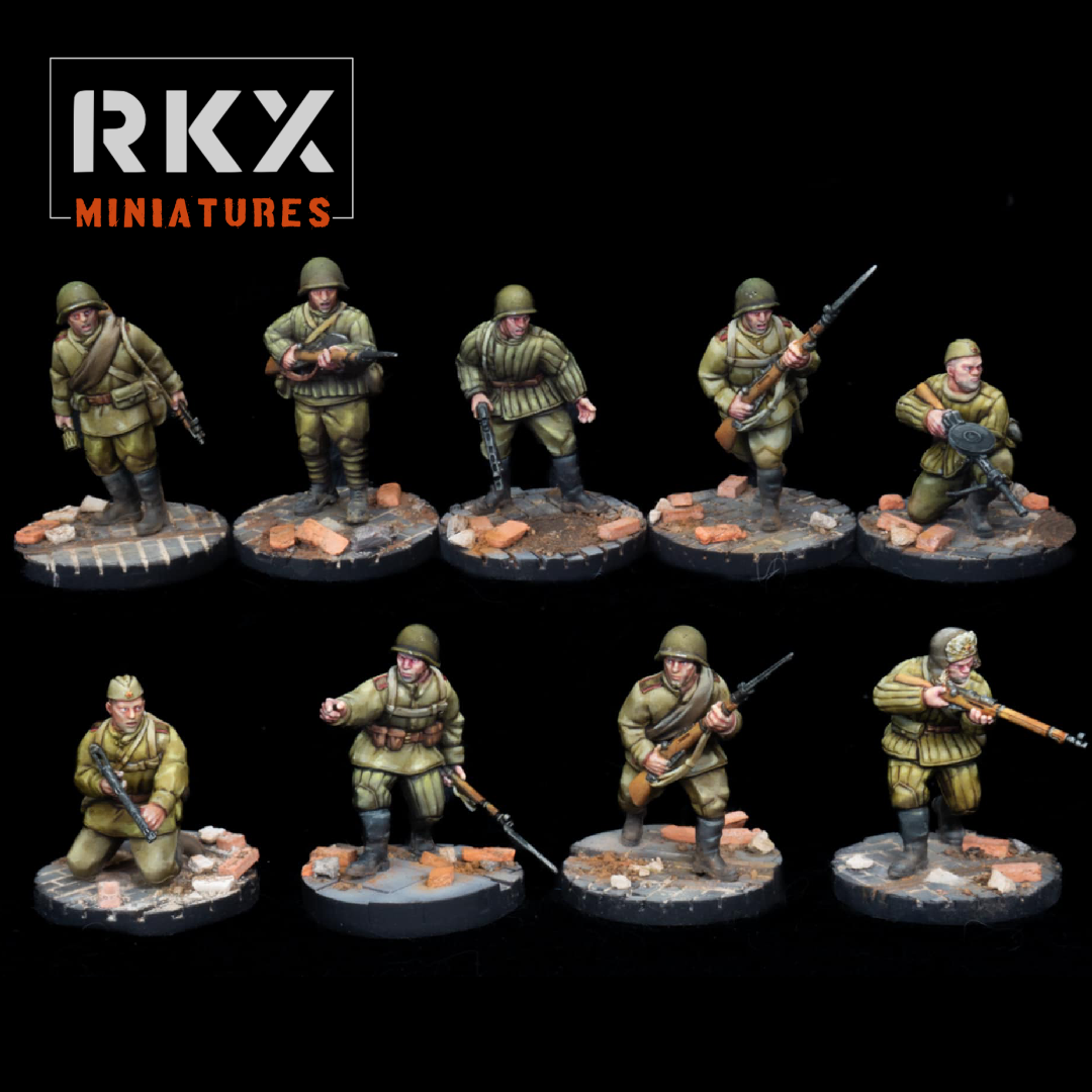 Soviet Light Rifle Platoon - 3d Printed Scale Models 1:56 / 28mm - 30 Infantry - RKX Miniatures