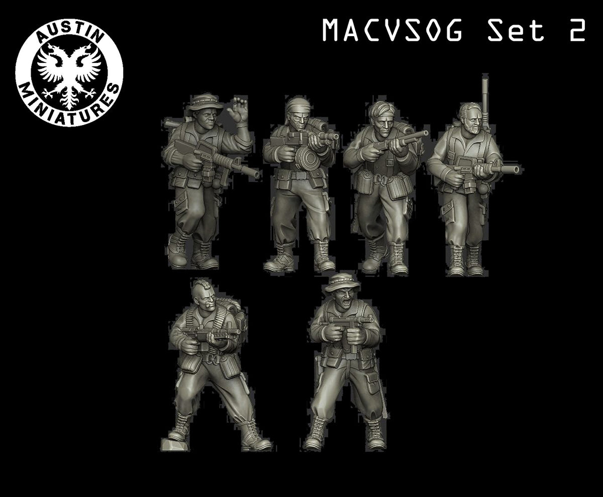 Cold War MACV SOG Squad Set 2 - 3d Printed Scale Models 1:56 / 28mm - Austin Miniatures