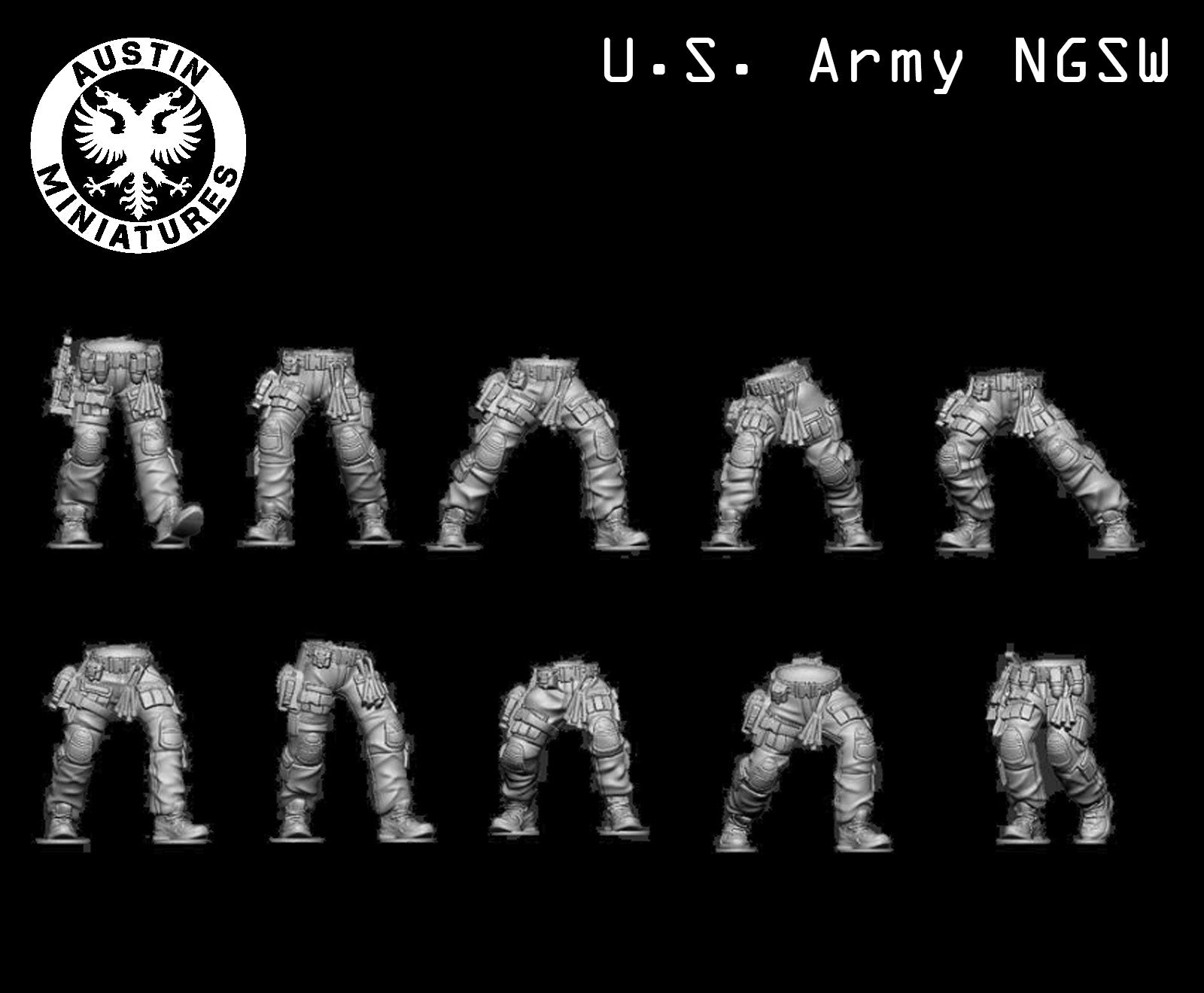Modern U.S. Army NGSW Squad - 3d Printed Scale Models 1:56 / 28mm - Austin Miniatures