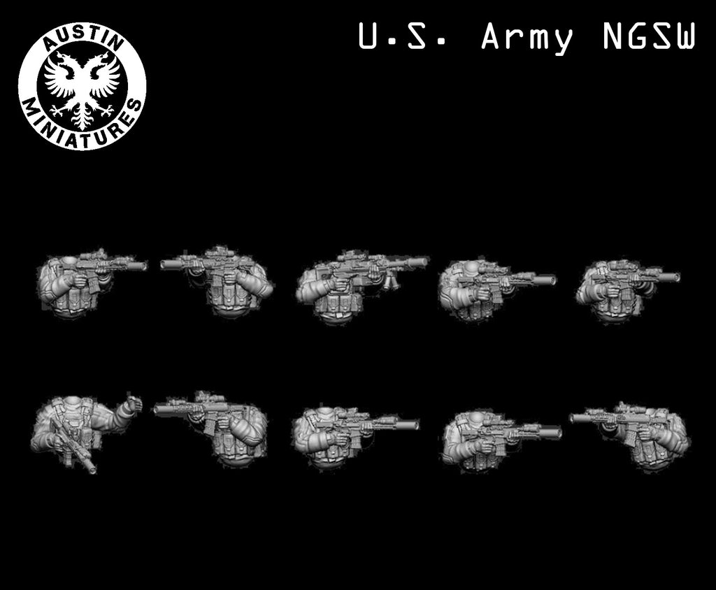 Modern U.S. Army NGSW Squad - 3d Printed Scale Models 1:56 / 28mm - Austin Miniatures