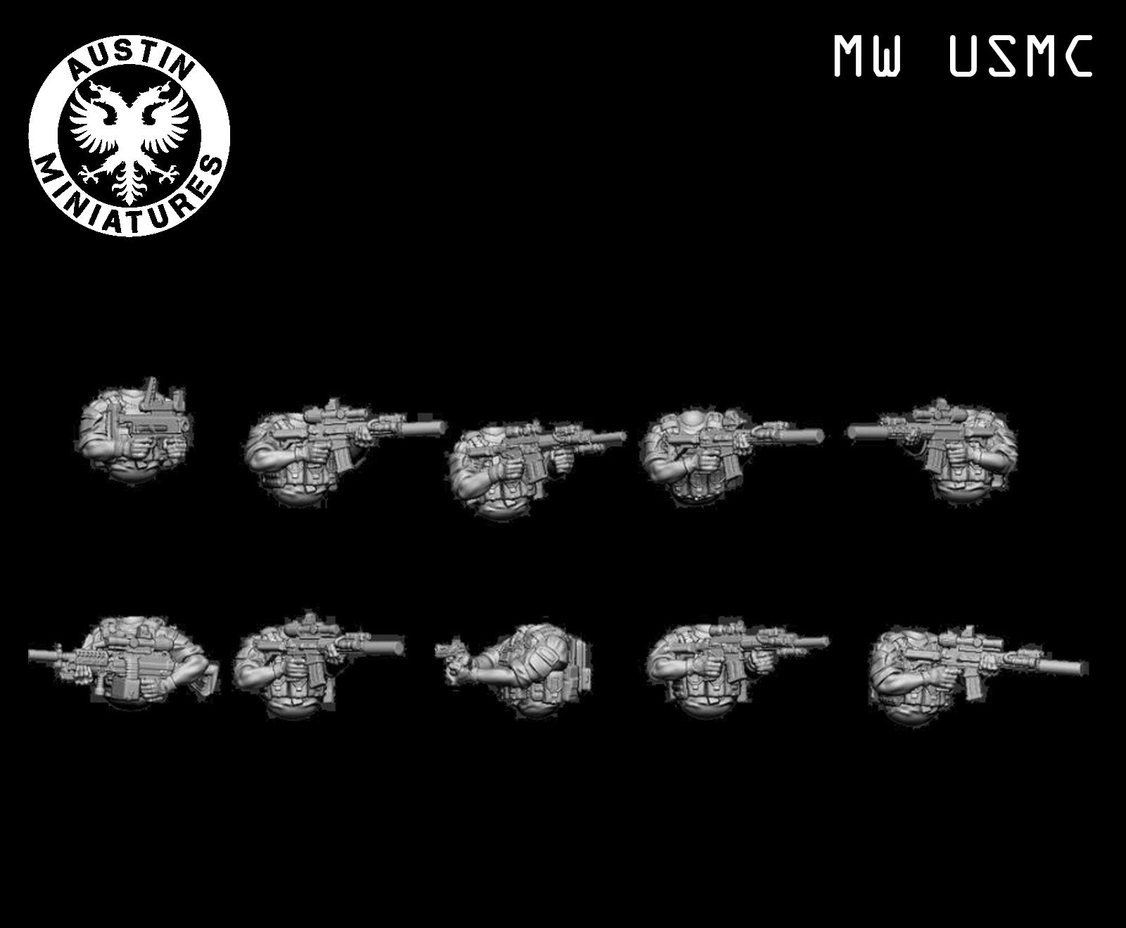 Modern USMC Infantry Squad - 3d Printed Scale Models 1:56 / 28mm - Austin Miniatures