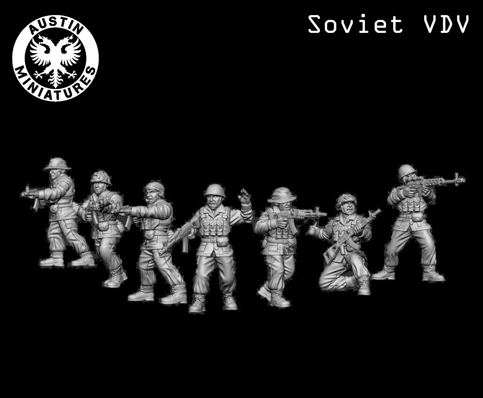 Cold War Soviet VDV Squad - 3d Printed Scale Models 1:56 / 28mm - Austin Miniatures