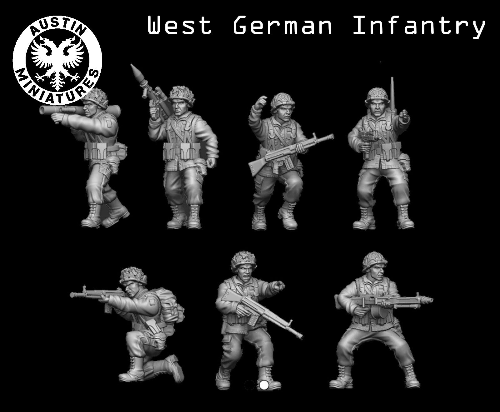 Cold War West German Infantry Squad - 3d Printed Scale Models 1:56 / 28mm - Austin Miniatures