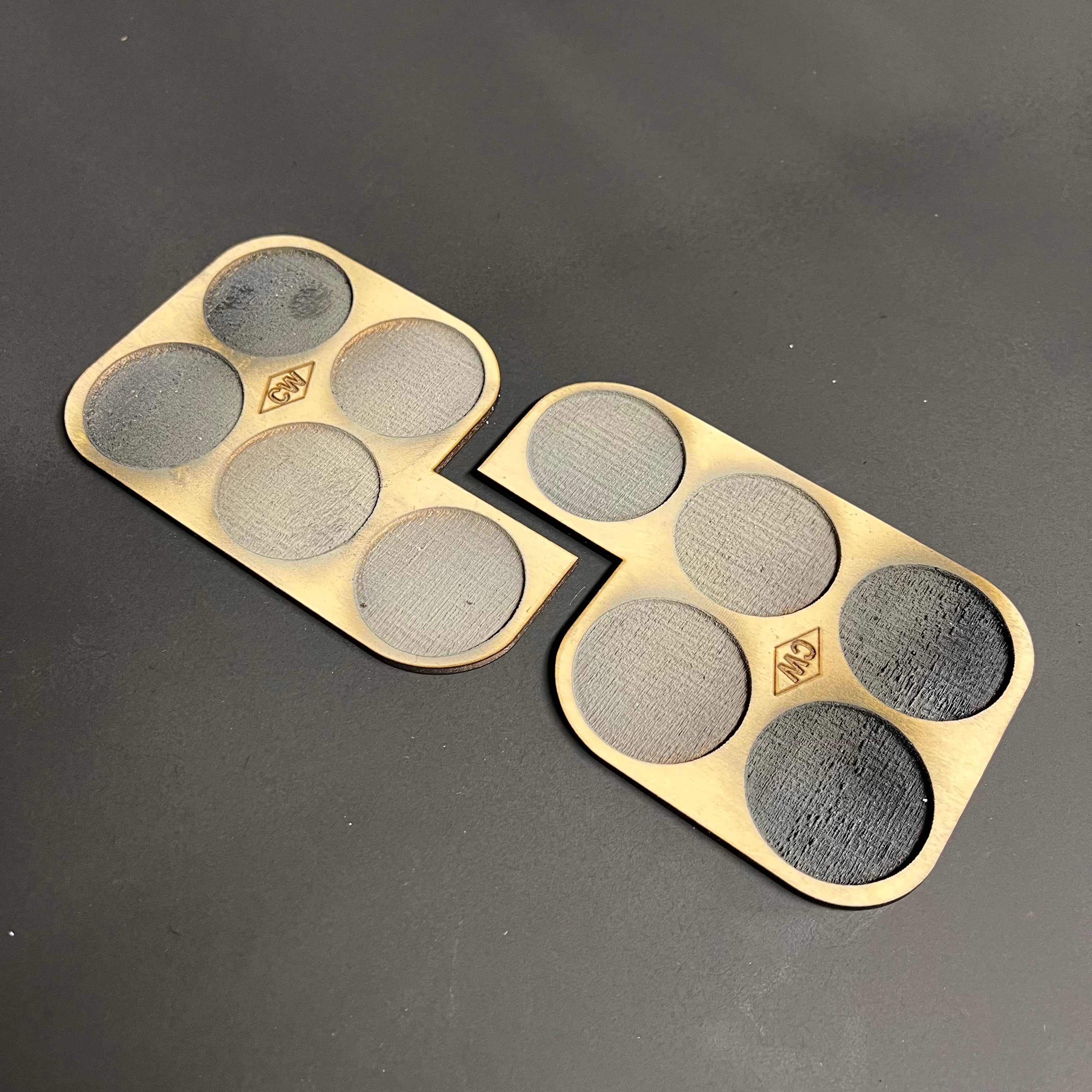 32mm Infantry Movement Trays (2) – Holds 5 (32mm Base) Models Each – Laser Cut 3mm Basswood by COV Werks