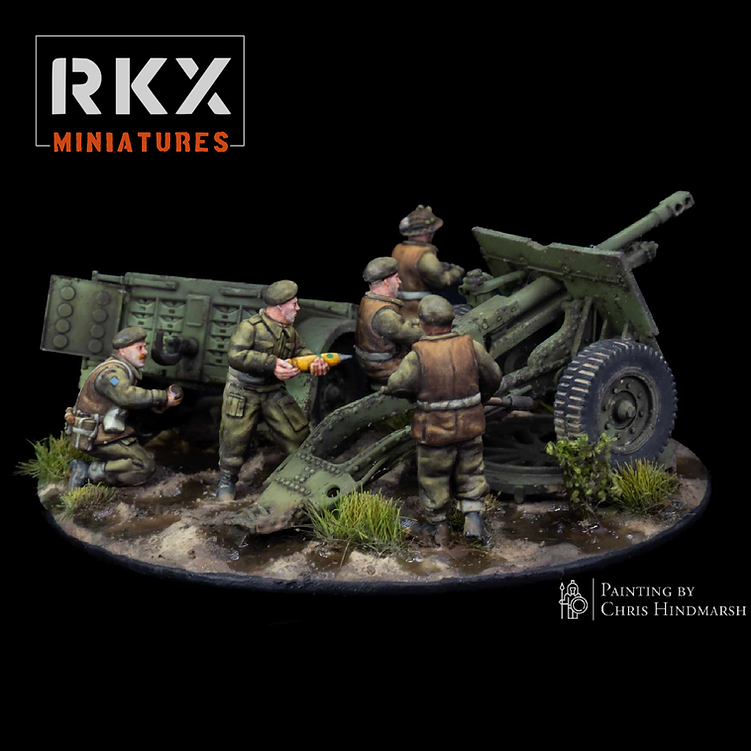 British / Canadian 25-pdr Light Artillery Set - 3d Printed Scale Models 1:56 / 28mm - RKX Miniatures