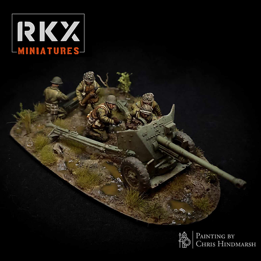British / Canadian 6-pdr Anti-Tank Gun - 3d Printed Scale Models 1:56 / 28mm - RKX Miniatures