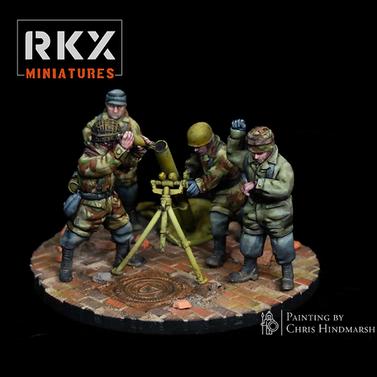 German Fallschirmjager 12cm Mortar - 3d Printed Scale Models 1:56 / 28mm - RKX Miniatures