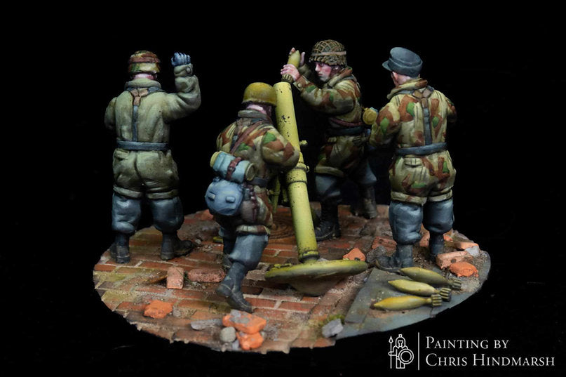 German Fallschirmjager 12cm Mortar - 3d Printed Scale Models 1:56 / 28mm - RKX Miniatures