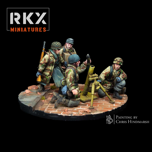 German Fallschirmjager 8cm Mortar - 3d Printed Scale Models 1:56 / 28mm - RKX Miniatures