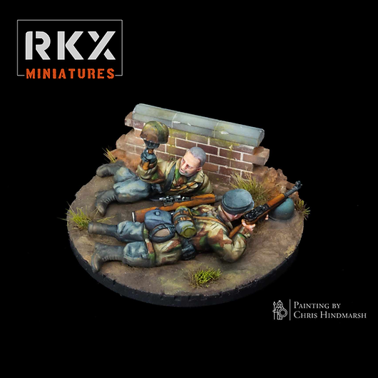 German Fallschirmjäger G43 Sniper Team - 3d Printed Scale Models 1:56 / 28mm - RKX Miniatures