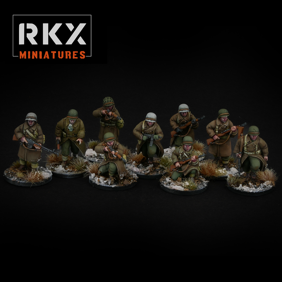 U.S. Rifle Platoon (Winter) - 3d Printed Scale Models 1:56 / 28mm - 30 Infantry - RKX Miniatures