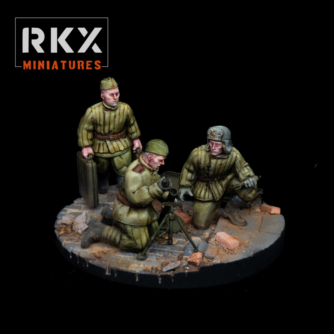 Soviet 50mm Mortar Team - 3d Printed Scale Model 1:56 / 28mm - RKX Miniatures