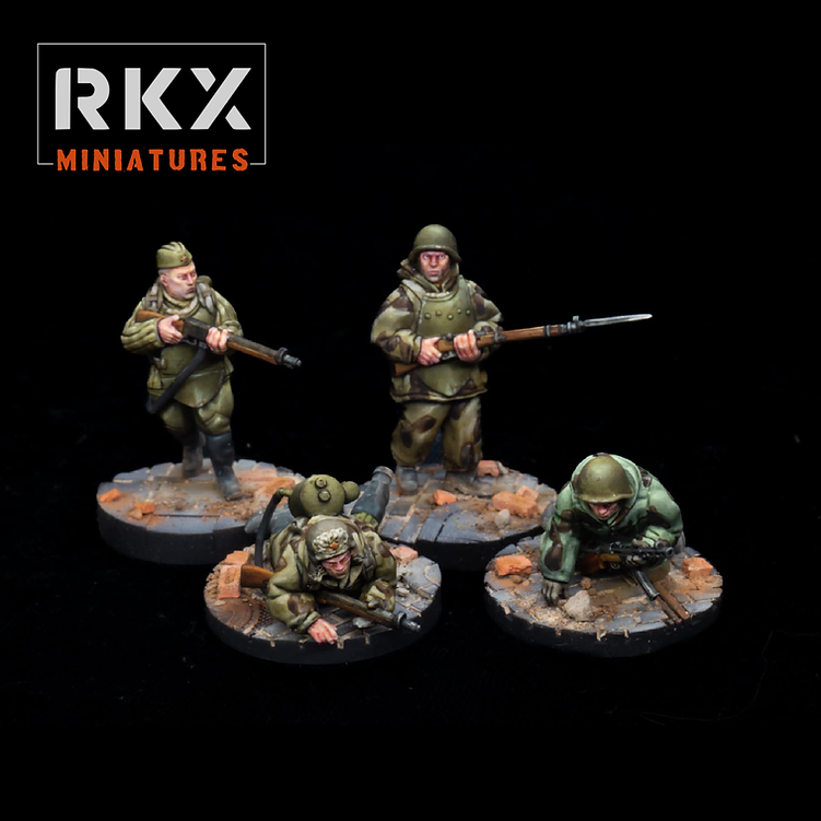 Soviet Engineer Flamethrower Team - 3d Printed Scale Model 1:56 / 28mm - RKX Miniatures