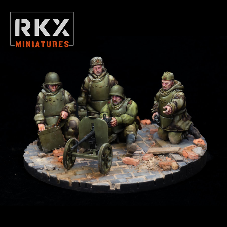 Soviet Engineer SG43 Team - 3d Printed Scale Model 1:56 / 28mm - RKX Miniatures