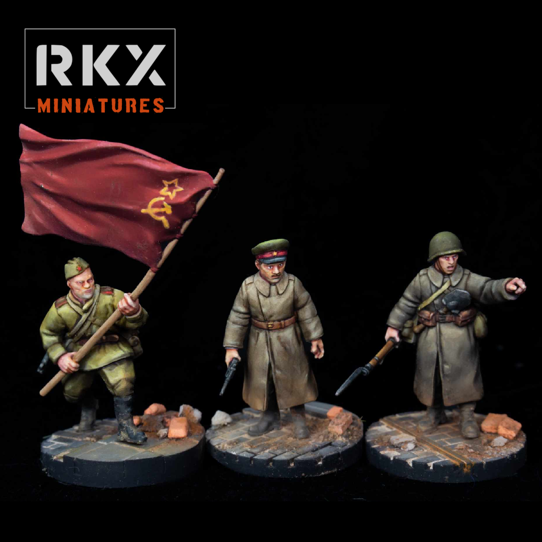 Soviet HQ Team - 3d Printed Scale Model 1:56 / 28mm - RKX Miniatures