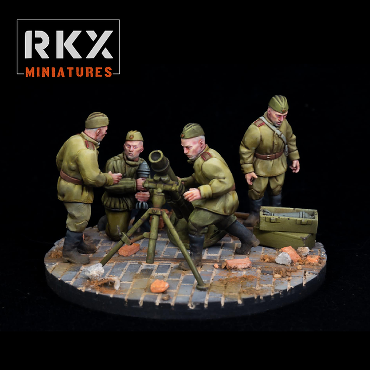 Soviet Heavy Mortar Team - 3d Printed Scale Model 1:56 / 28mm - RKX Miniatures