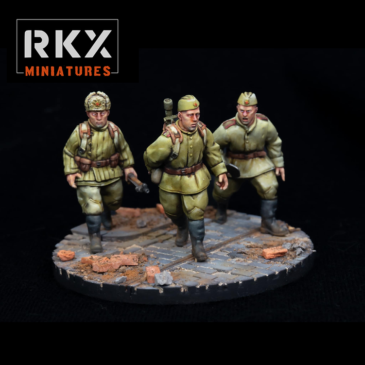 Soviet 50mm Mortar Team Deploying - 3d Printed Scale Model 1:56 / 28mm - RKX Miniatures