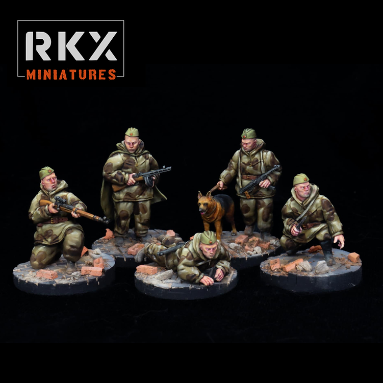 Soviet Scout Team - 3d Printed Scale Model 1:56 / 28mm - RKX Miniatures