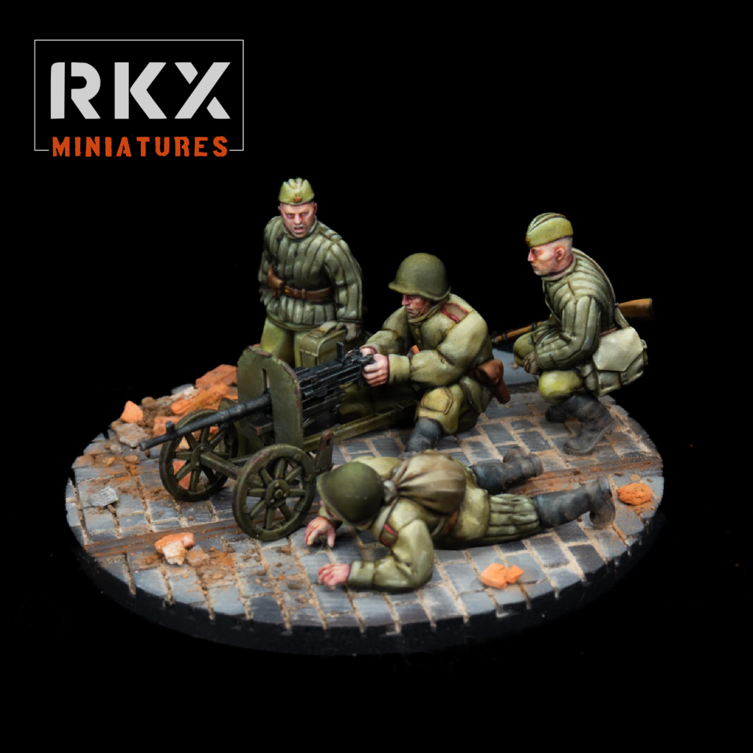 Soviet SG43 Machine Gun Team - 3d Printed Scale Models 1:56 / 28mm - RKX Miniatures