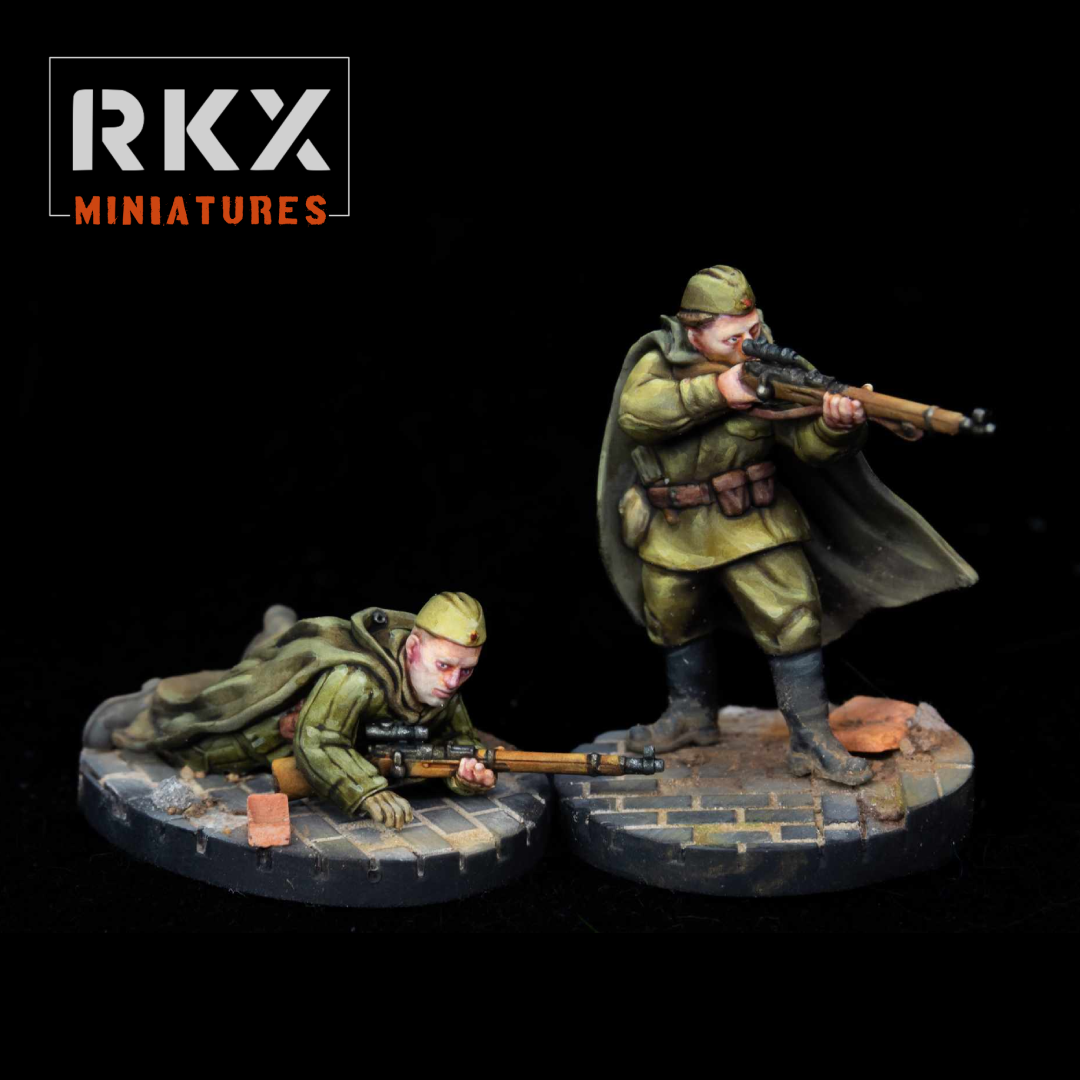 Soviet Sniper Team - 3d Printed Scale Model 1:56 / 28mm - RKX Miniatures