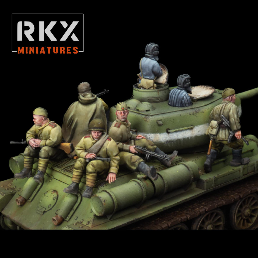 Soviet Tank Riders - 3d Printed Scale Model 1:56 / 28mm - RKX Miniatures