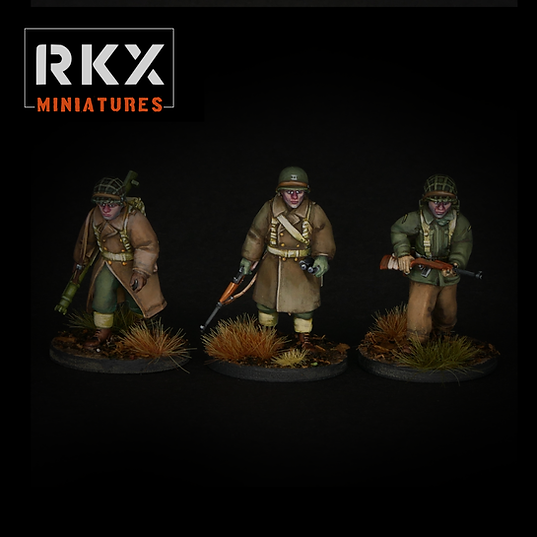 U.S. HQ Team (Winter) - 3d Printed Scale Model 1:56 / 28mm - RKX Miniatures