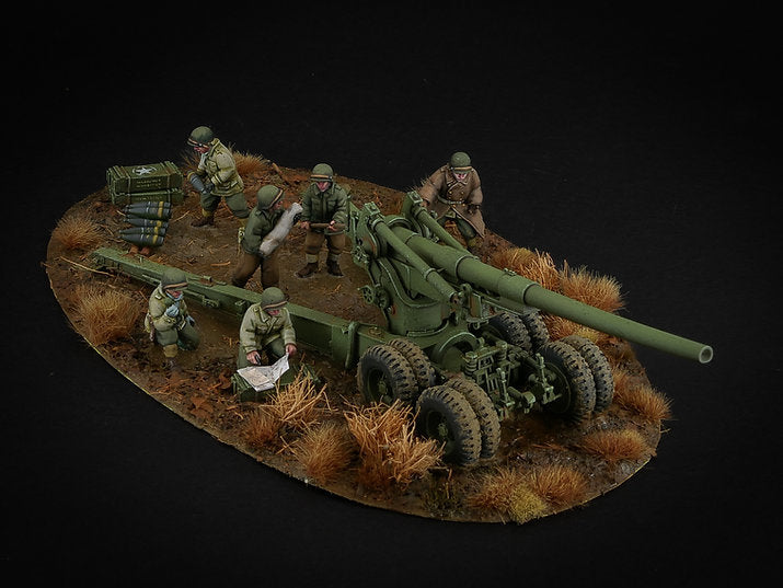 U.S. 155mm "Long Tom" w/ Crew - 3d Printed Scale Model 1:56 / 28mm - RKX Miniatures