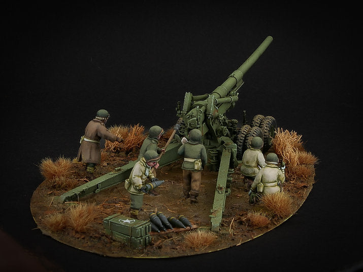 U.S. 155mm "Long Tom" w/ Crew - 3d Printed Scale Model 1:56 / 28mm - RKX Miniatures
